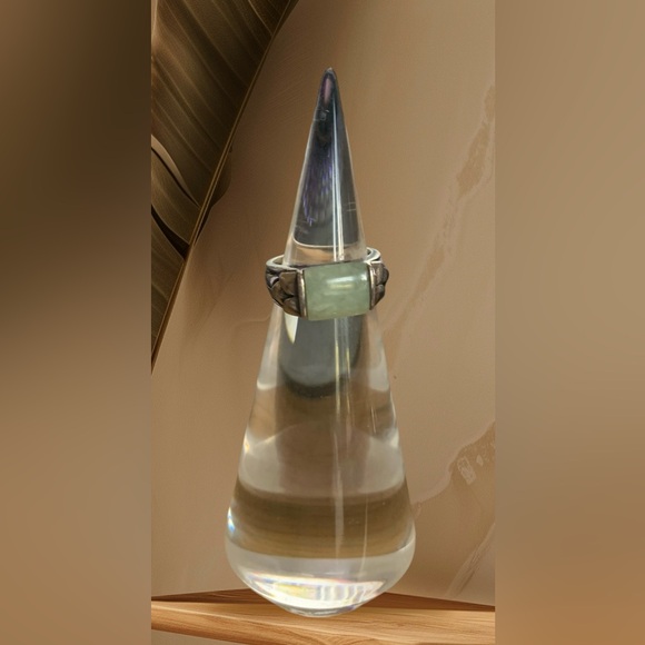 Vintage Sterling Silver Green Jade Mermaid Jewelry Ring - Picture 2 of 8